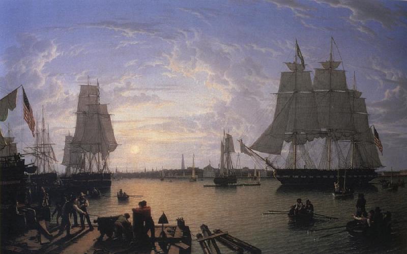 Robert Salmon The Boston Harbor from Constitution Wharf Sweden oil painting art
